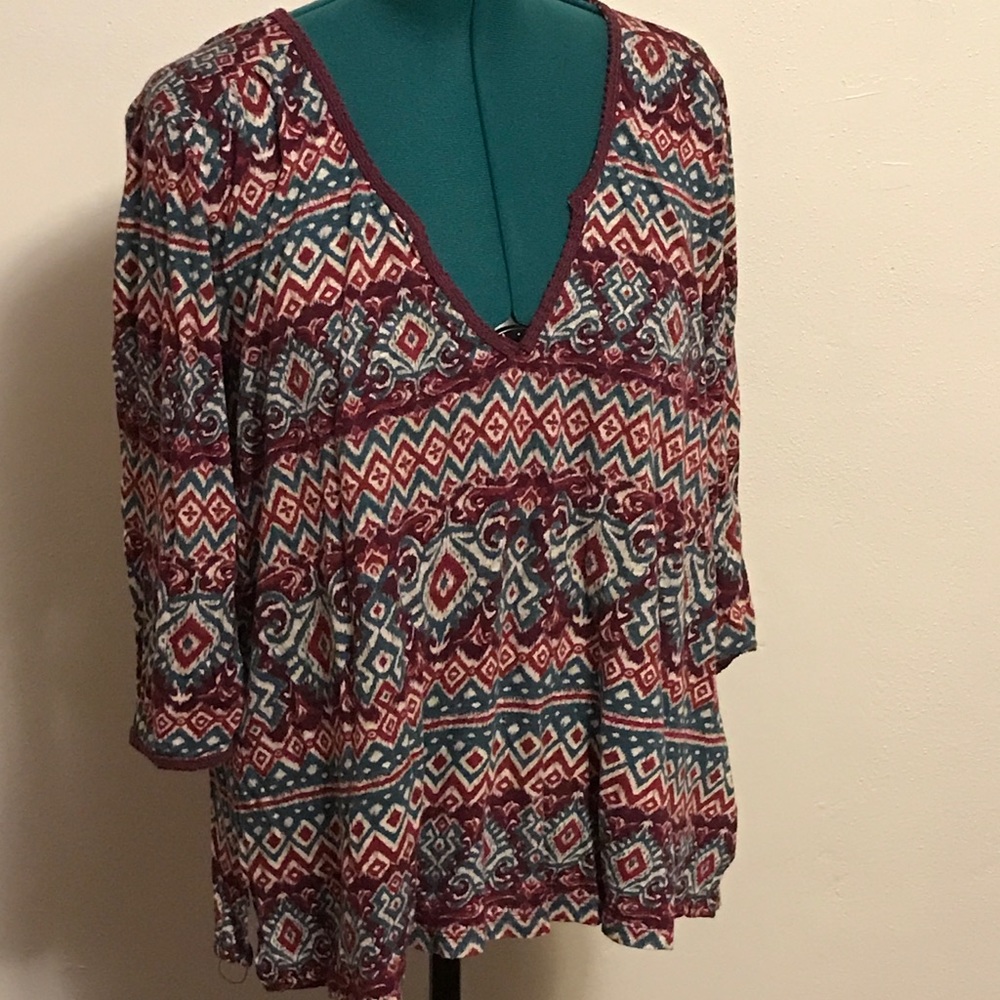 Oversized Boho Patterned Top by Lucky Brand